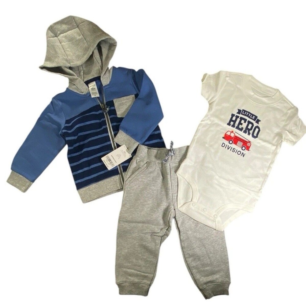 Carter’s Baby Boy 3 Pc Outfit Set 18M Hoodie Jacket Pants Bodysuit NWT
